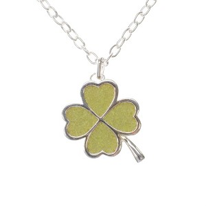 Dicksons Lucky Charm 4 Leaf Clover Green Crystalized Pendant 18 Inch Silver Plated Necklace in Jewelry Box - 1 of 4