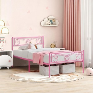 Metal Bed Frame with Headboard, 14 Inch Platform Bed Frame, Steel Slat Support, No Box Spring Needed, Easy Assembly - 1 of 4