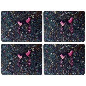Pimpernel Sara Miller India Placemats (Set of 4) - Decorative Set Up with Hummingbird Paradise Design - Stylish Table Settings with Cork Backing - 1 of 4