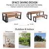 3-Pieces Outdoor Dining Set,Dining Table With 2 Benches,Patio Dining Room Set,Dining Set Outdoor Furniture-Cuddlewood - 3 of 4