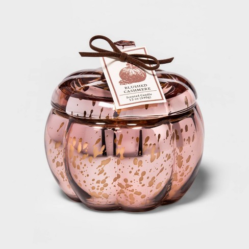 12oz Lidded Mercury Glass Pumpkin Jar 2-Wick Blushed Cashmere Candle