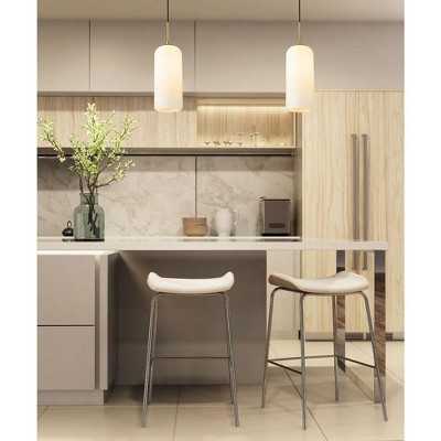 Monty Heritage Brass and Glass Mid-Century Modern Pendant Light
