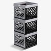 CleverMade Collapsible 3pk 25L 100% Recycled Milk Crate Stone - 2 of 4