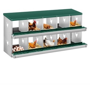 Chicken Nesting Boxes, Two-Tier Metal Chicken Egg Laying Box,Large Vented Holes for Egg Collection - 1 of 4