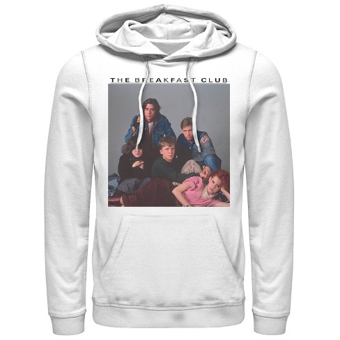 Men s The Breakfast Club Detention Group Pose Pull Over Hoodie White 2X Large