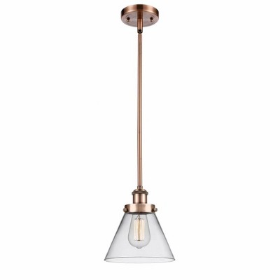 Cone - 1 Light Stem Hung Mini Pendant In Industrial Style-10 Inches Tall and 8 Inches Wide