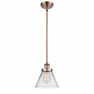 Cone - 1 Light Stem Hung Mini Pendant In Industrial Style-10 Inches Tall and 8 Inches Wide - 1 of 1