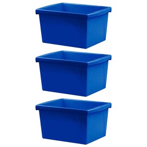 Storex 4 Gallon Storage Bin, Blue, Pack of 3 - 1 of 1