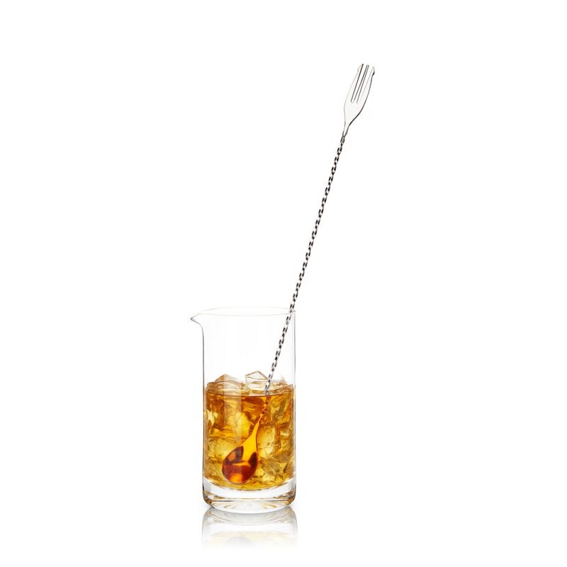 Viski Trident Barspoon with Full Twisted Stem Handle, Cocktail Spoon, Bartender Tool for Mixing Glasses, Swizzle Stick, Stainless Steel, 3 of 5
