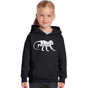 LA Pop Art Girl's Word Art Hooded Sweatshirt - Monkey Business - 1 of 4