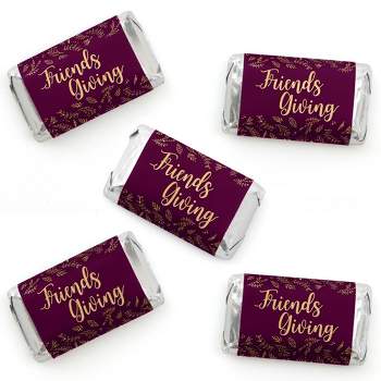 Big Dot of Happiness Elegant Thankful for Friends - Mini Candy Bar Wrapper Stickers - Friendsgiving Thanksgiving Party Small Favors - 40 Count