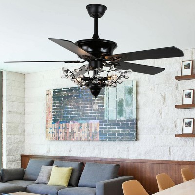 Bella Depot 52" Modern Crystal Ceiling Fan with Light and Remote Control for Dining Room Bedroom