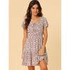 Allegra K Women's Flutter Sleeve Elastic Waist Swing Ruffle Hem Floral Dress - 2 of 4