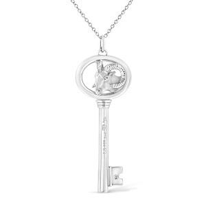 Haus of Brilliance Silver Diamond Accent Zodiac Key Pendant Necklace - 1 of 4