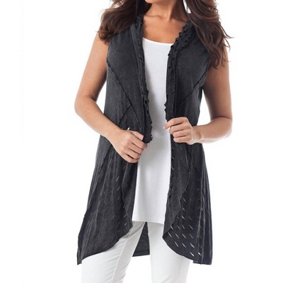 Women's STONE WASH LASER CUT VEST - ANGEL