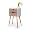 Resenkos Nightstand with 2 Drawers and Solid Wood Legs and Storage, End Table, Side Table, White Walnut Brown - 2 of 2