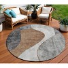 Gray Charcoal And Brown Abstract Washable Indoor Outdoor Area Rug - 2 of 4