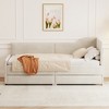 Twin Size L-Shaped Daybed, Corduroy Upholstered Bed Frame with 2 Storage Drawers - ModernLuxe - image 2 of 4