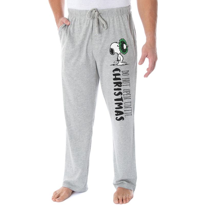 Peanuts Adult Snoopy Christmas Character Loungewear Sleep Pajama Pants Heather Grey, 1 of 4