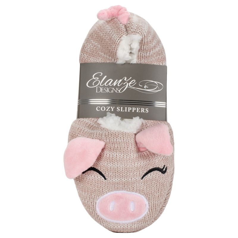 Pink Pig Womens Animal Cozy Indoor Plush Lined Non Slip Fuzzy Soft Slipper - Large, 3 of 7