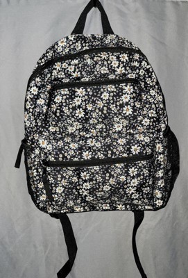 Black and outlet white floral backpack