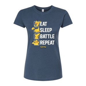 Women's - Pokémon - Eat Sleep Battle Repeat Fitted Graphic T-Shirt - 1 of 3