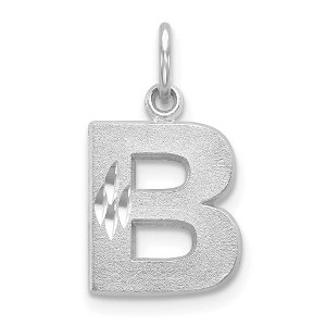 Black Bow Jewelry 14k White Gold, Julia Collection, Small Satin Block Initial B Pendant - 1 of 4