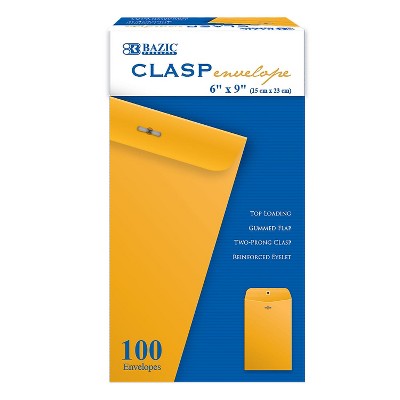 Bazic Clasp Envelopes 6" x 9" Brown Pack of 100 (BAZ5071)