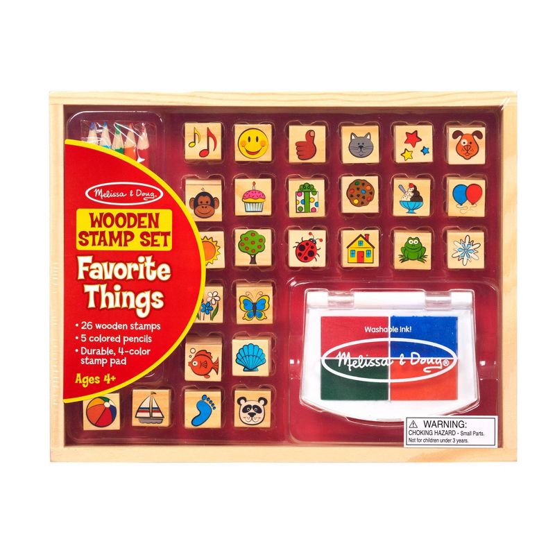 Melissa &#38; Doug Wooden Stamp Set, Favorite Things - 26 Wooden Stamps, 4-Color Stamp Pad, 4 of 12