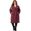 Agnes Orinda Women's Plus Size Notch Big Lapel Double Breasted Mid-Long Trench Pea Coats - 3 of 4