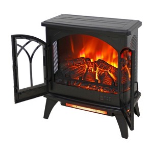 Kumasinova 24 Inch Electric Fireplace Freestanding Fireplace Stove with Remote Control & 4 Adjustable Brightness Settings 1500W Heat,Black - 1 of 4