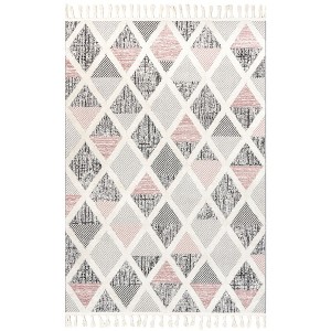 Nuloom Emlyn Geometric 4x6 Indoor Area Rug for Living Room Bedroom Dining Room Kitchen, Grey/Ivory - 1 of 4