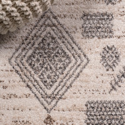 Bhalil 5' x 8' Gray and Beige Geometric Area Rug