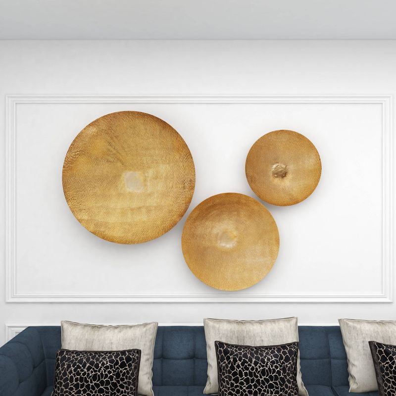 Set of 3 Metal Plate Large Metallic Disk Wall Decors - Olivia & May, 5 of 16