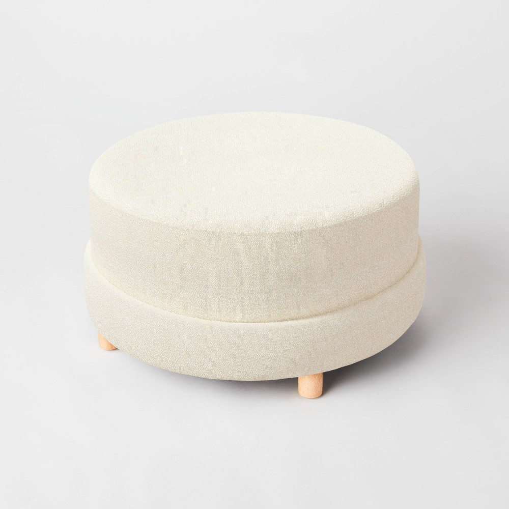 Photos - Pouffe / Bench Wilmington Upholstered Round Ottoman Cream Boucle (KD) - Threshold™ design
