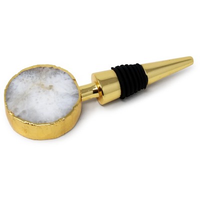 Classic Touch Gold Bottle Stopper With Agate Stone Head - Thumbnail 5