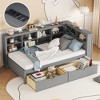 KTMBDW Daybed with 2 Drawers, Wooden Twin/Full Size Bed Frame with Storage Shelf and USB for Living Room, Bedroom and Guest Room - 3 of 4