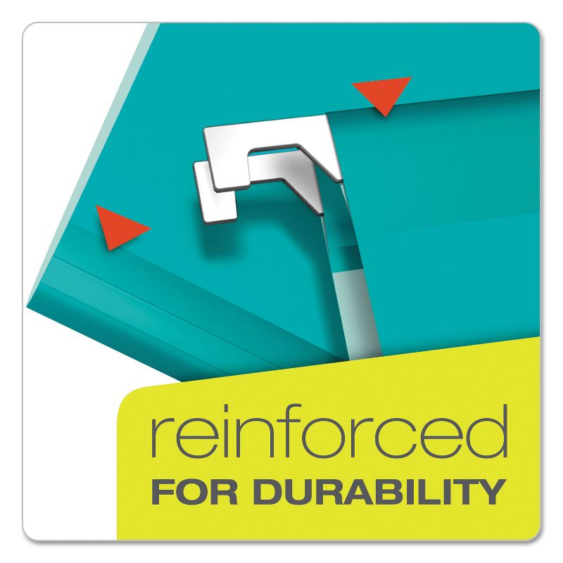 Pendaflex Reinforced Hanging Folders 1/5 Tab Letter Aqua 25/Box 415215AQU, 2 of 10