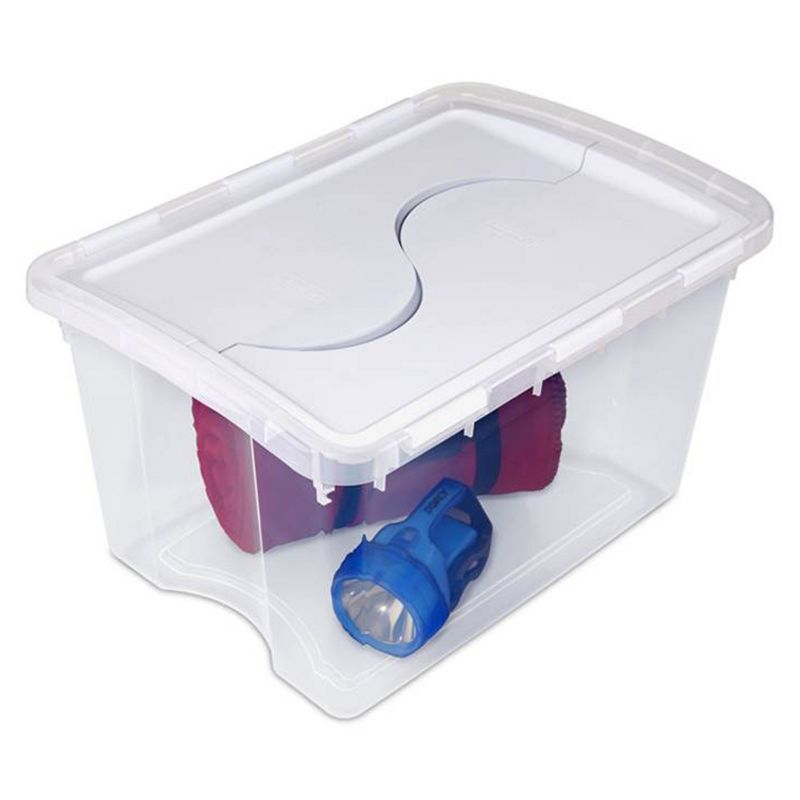 Sterilite Clear Hinged Lid Storage Tote Box Container with Attached Hinged Lids for Home Organization, 5 of 7