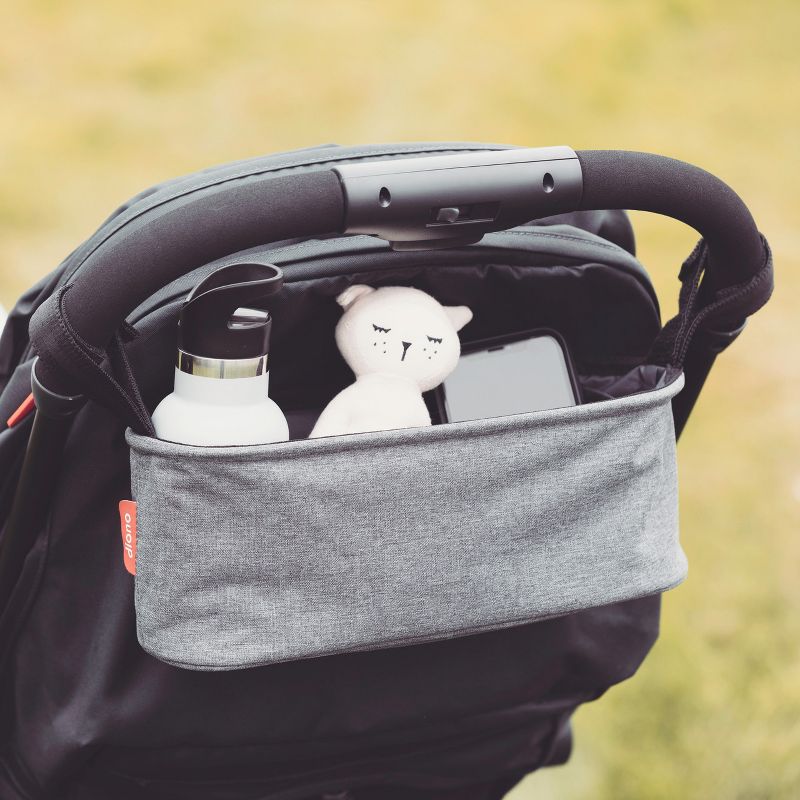 Diono Buggy Buddy Universal Stroller Organizer, Cup Holders, Secure Attachment, Zippered Pockets, Gray, 3 of 8