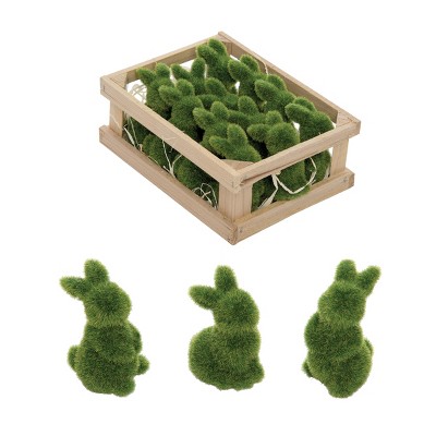 Gallerie II Green Moss Easter Bunnies Figurines in Crate Set of 12