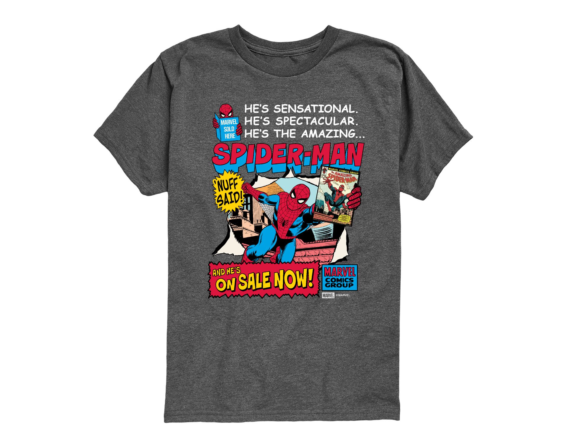 Boys' Marvel Spider-Man Comic Short Sleeve Graphic T-Shirt - Heather Charcoal - Large