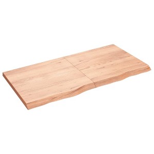 vidaXL Wall Shelf Light Brown 47.2 in.x23.6 in.x(0.8 in.-1.6 in.) Treated Solid Wood Oak - 1 of 4