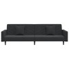 vidaXL 2-Seater Sofa Bed with Pillows - Convertible Couch & Sleeper in Black Velvet, Modern Design, Versatile for Home & Office - 4 of 4