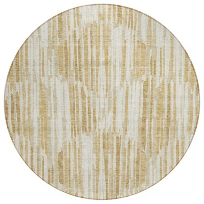 Gold Beige And Ivory Abstract Washable Indoor Outdoor Area Rug