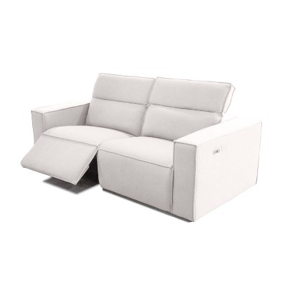 HOMES: Inside + Out Pomnia Power Reclining Loveseat Boucle with Usb Ports White