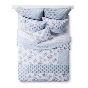 Blue Dascha Patchwork Quilt (Twin) - Simply Shabby Chic