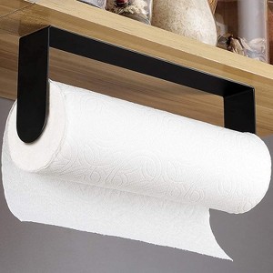 Hachikiko Black Paper Towel Holder Wall Mount - Under Cabinet Self Adhesive Paper Towel Rack for Kitchen, SUS-304 Stainless Steel - 1 of 4