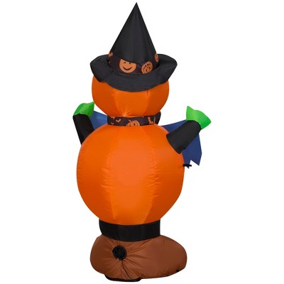 Airblown Inflatable Pumpkin Witch with Happy Halloween Sign