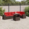 vidaXL 7 Piece Garden Sofa Set with Cushions Table and Couches Poly Rattan - Brown - 2 of 4